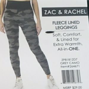 NWT Zac & Rachel Grey Camo Fleece Lined Leggings Sz XXL